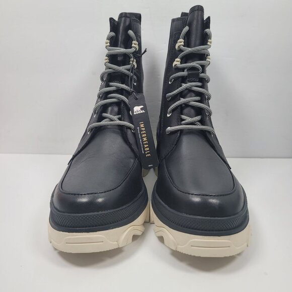 Sorel Brex Lace Up Women's Black Leather Boots NL4305-010 US Size 9 NWT - Picture 3 of 12